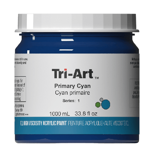[626309010757] Tri-Art High Viscosity Acrylic Primary Cyan 1000ml S2