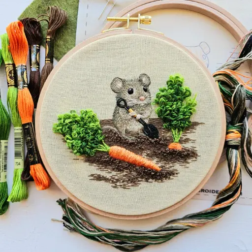 [EK-MOUSE] Garden Mouse Intermediate Embroidery Kit **ND**