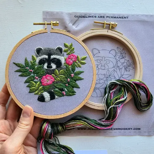 [EK-RACCOON] Raccoon Intermediate Embroidery Kit **ND**